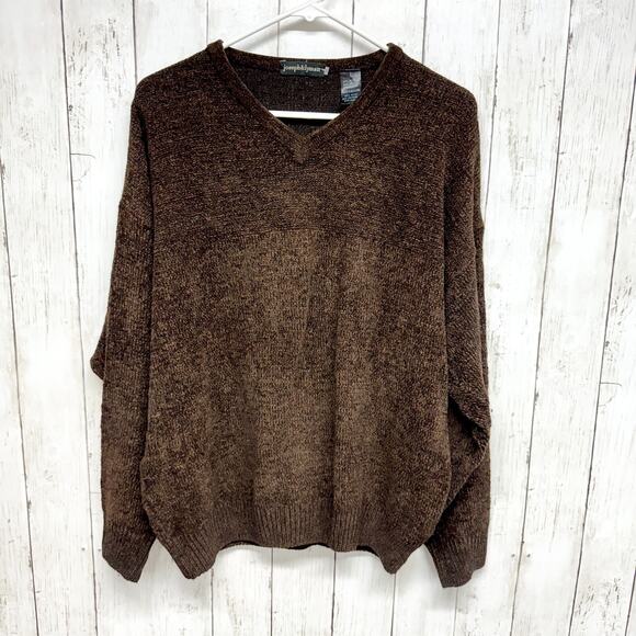 Joseph Lyman Sweater Women Large Chunky Wool Long Sleeve Brown V Neck Pull Over - Picture 1 of 3